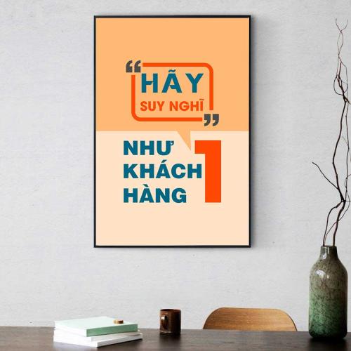 Tranh slogan động lực: hãy suy nghĩ như một khách hàng