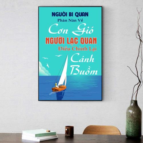 Tranh slogan động lực: Người bi quan phàn nàn về cơn gió, người lạc quan điều chỉnh lại cánh buồm