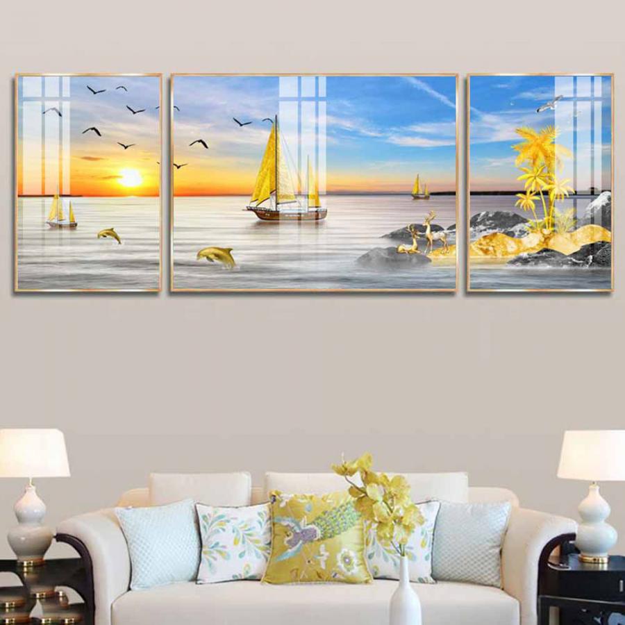 Bộ 3 tranh thuận buồm xuôi gió phong thủy đẹp