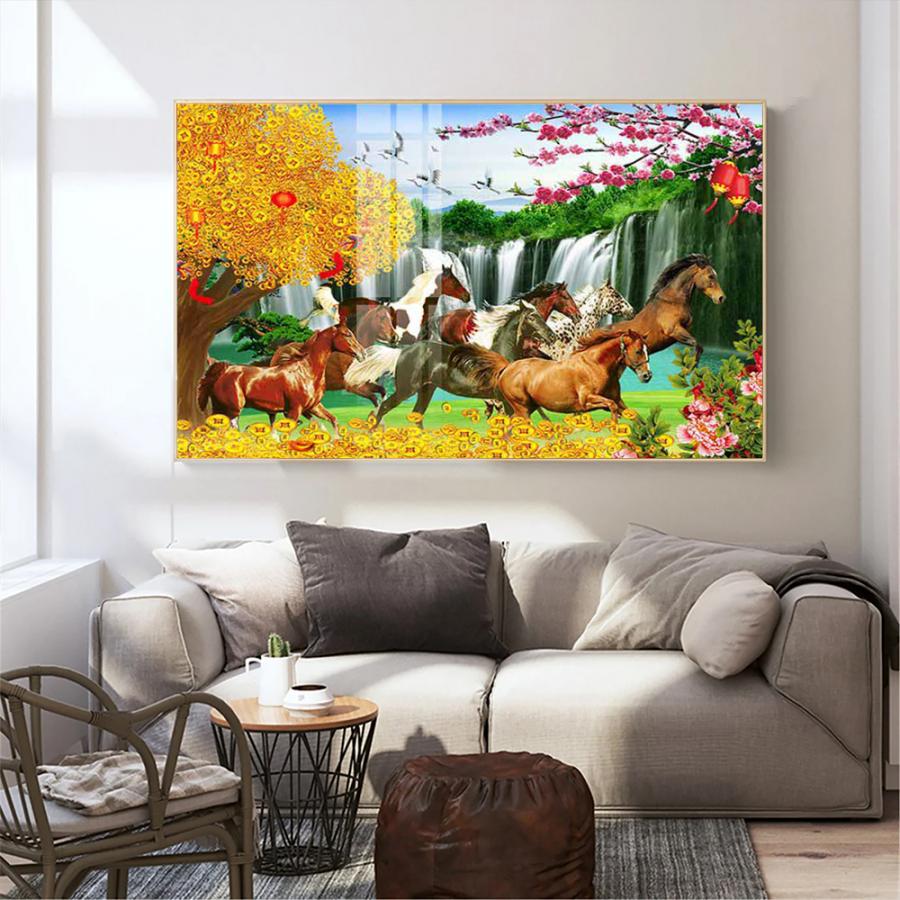 Tranh phong thủy mã đáo thành công và kim tiền tài lộc