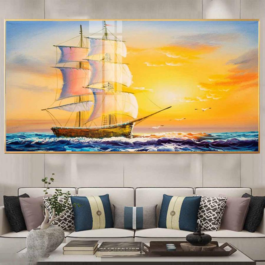 Tranh thuận buồm xuôi gió sơn dầu đẹp nhất