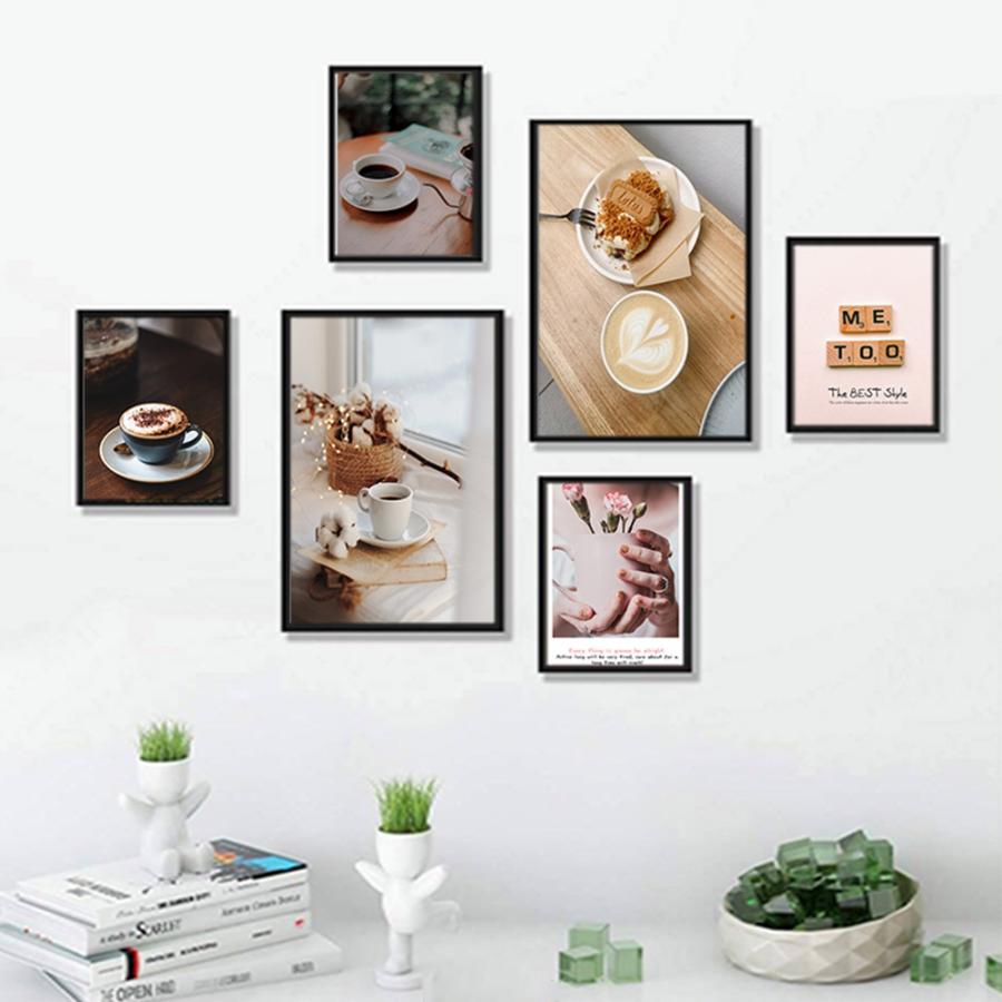 Bộ 6 tranh trang trí quán cafe và bánh ngọt