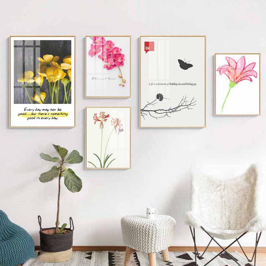 Bộ 5 tranh hoa lá nghệ thuật
