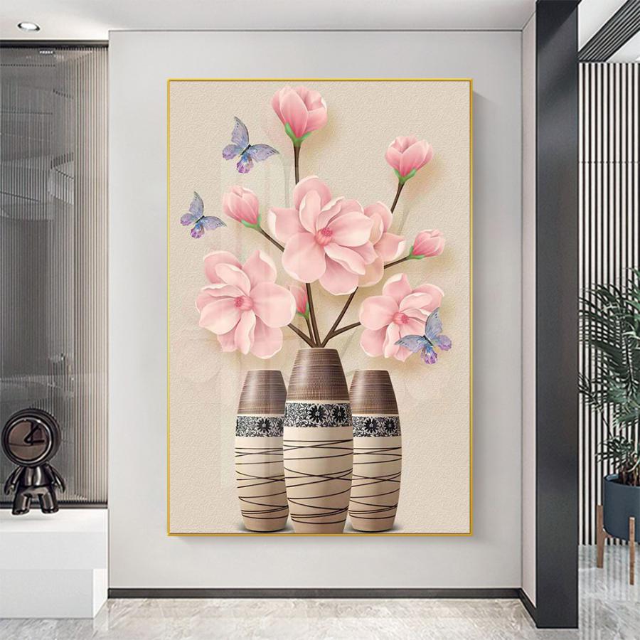 Tranh treo tường lọ hoa sứ hồng