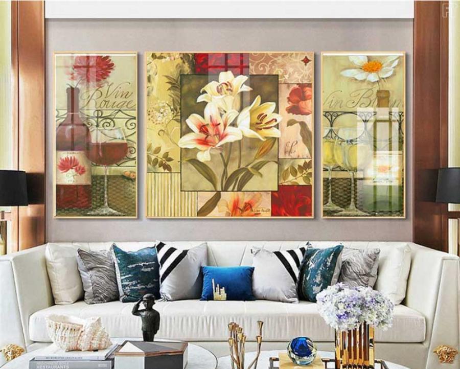 Bộ  tranh hoa ly phong cách hiện đại