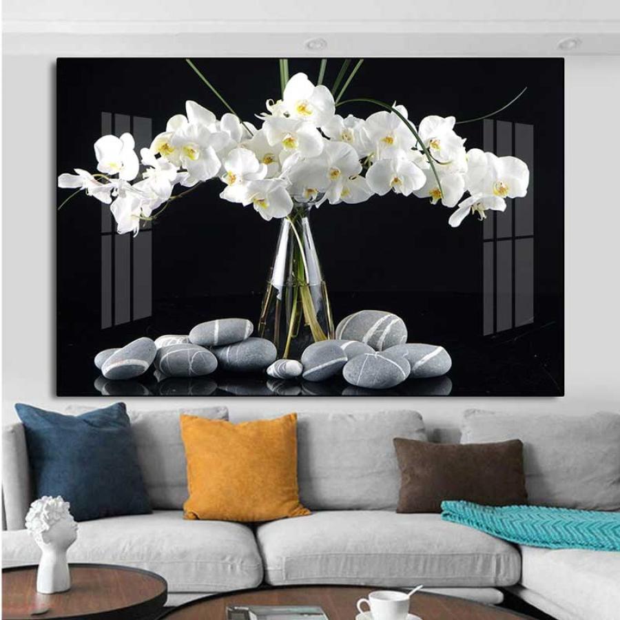 Tranh bình hoa lan trắng hiện đại
