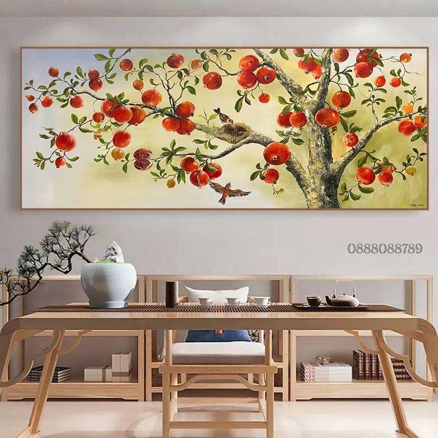 Tranh treo tường cành lựu chín đỏ nghệ thuật