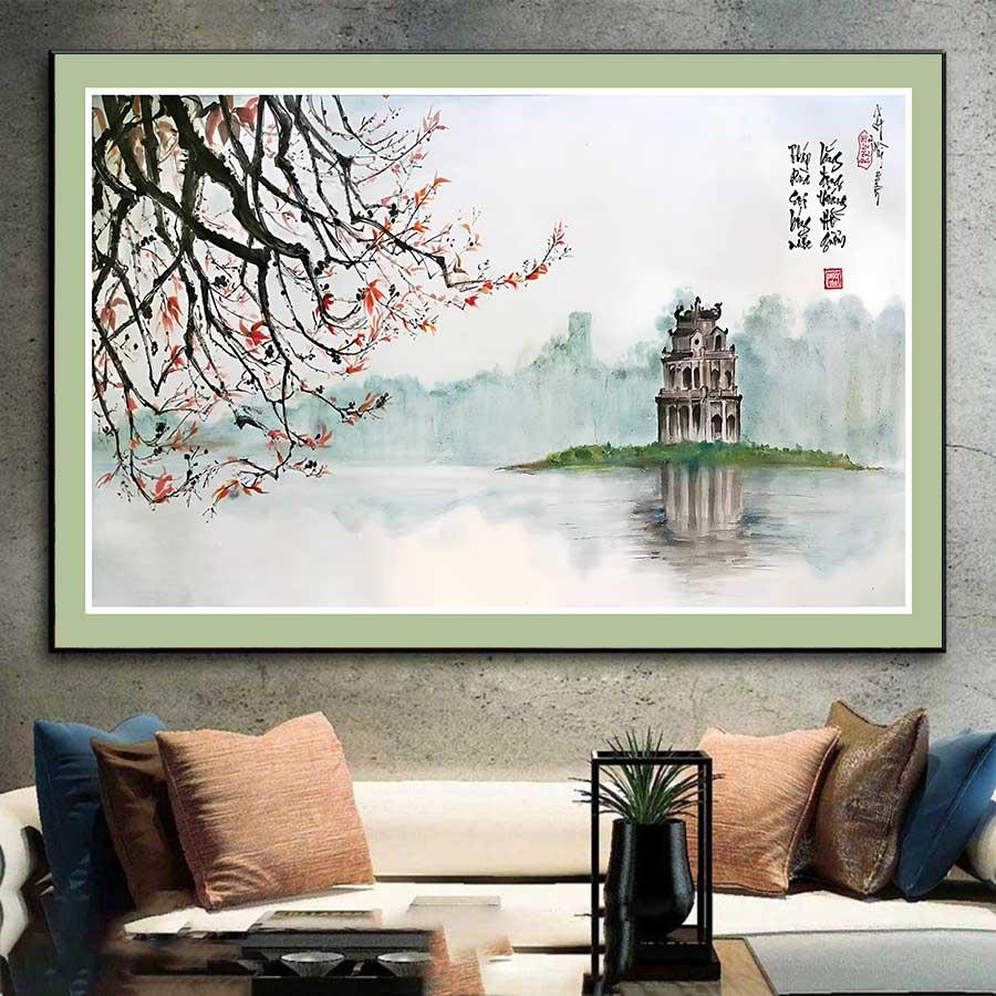 Tranh treo tường phong cảnh hồ Gươm nghệ thuật