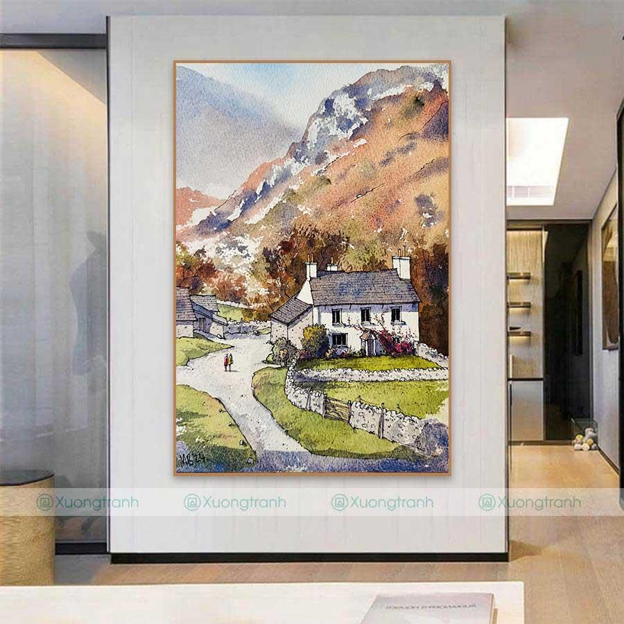 Tranh màu nước phong cảnh châu Âu hiện đại