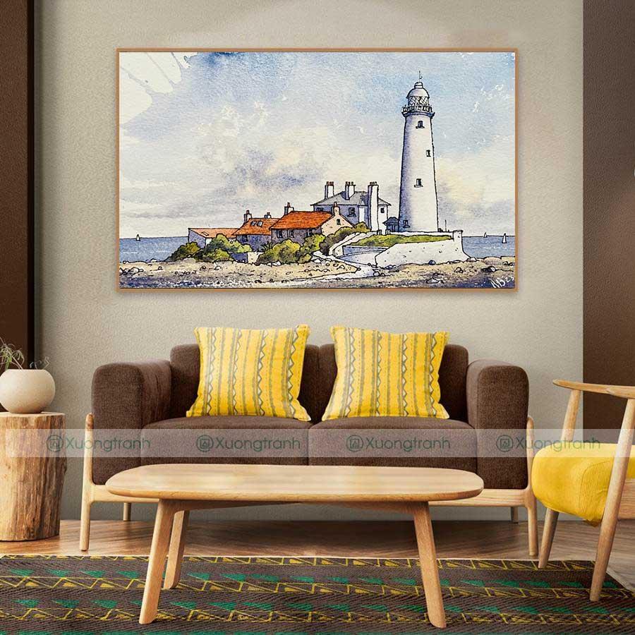 Tranh phong cảnh biển màu nước hiện đại