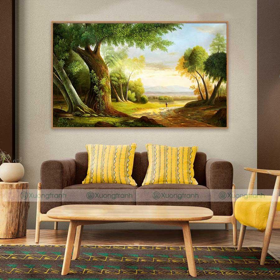 Tranh phong cảnh làng quê châu âu yên bình