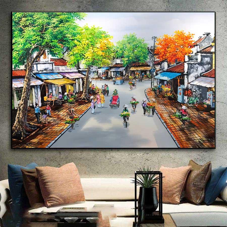 Tranh treo tường phố cổ Hà Nội xưa