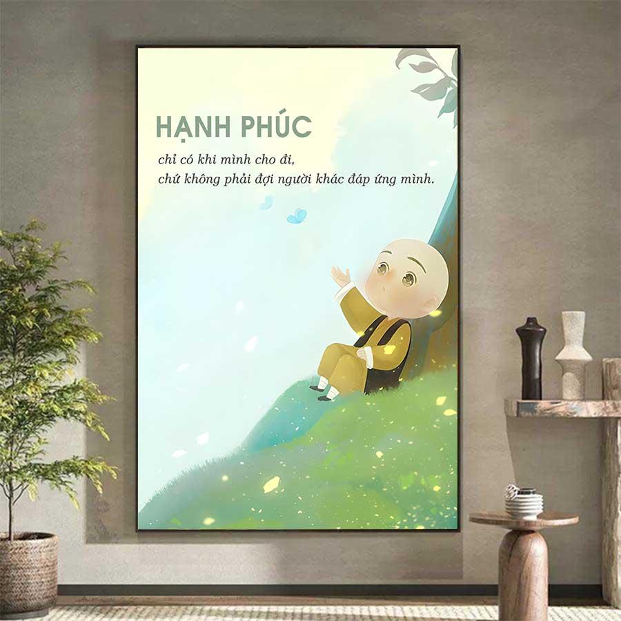 Tranh chú tiểu ngồi dưới gốc cây