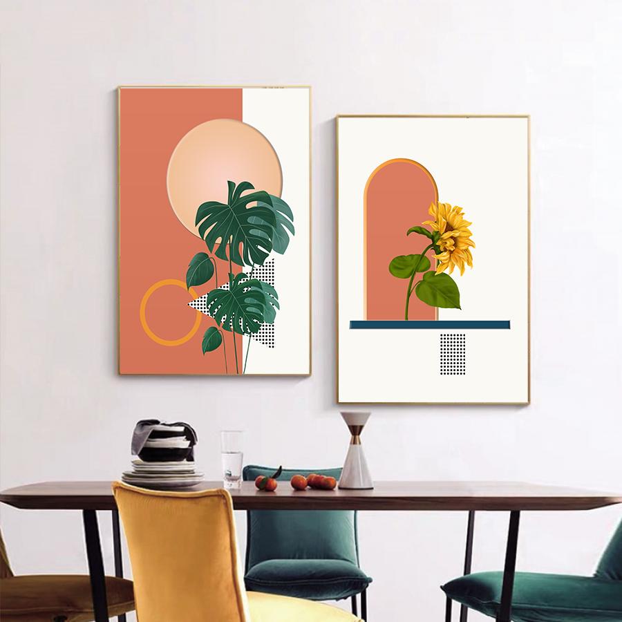 Bộ 2 tranh hoa lá treo tường nghệ thuật