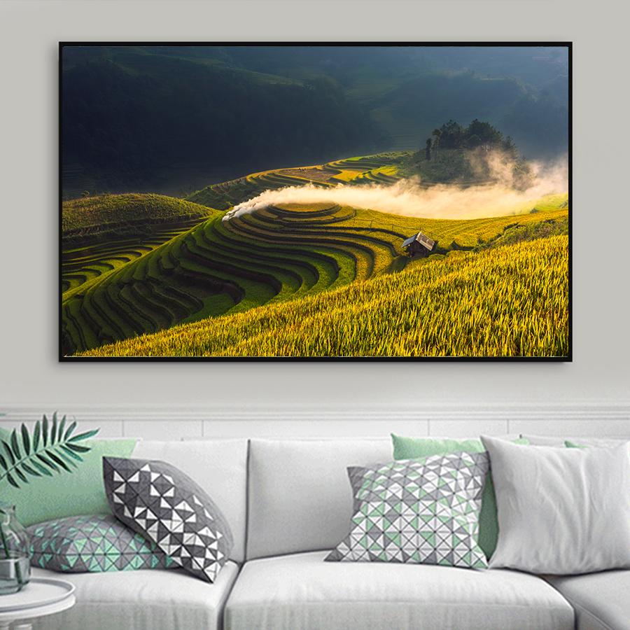 Tranh phong cảnh ruộng bậc thang thơ mộng