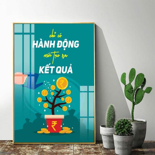 Tranh slogan Chỉ có hành động mới tạo ra kết quả