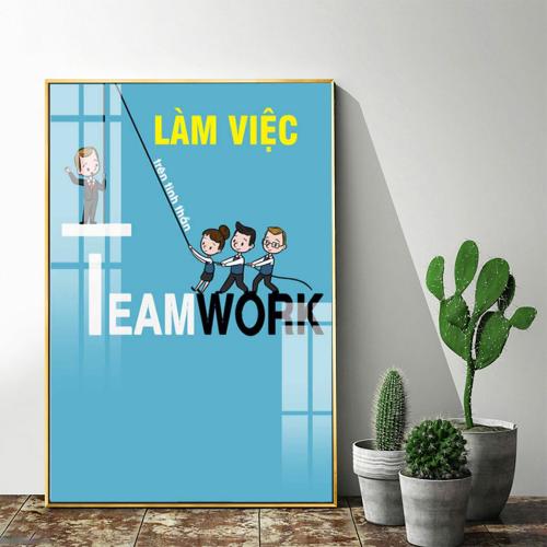 Tranh slogan động lực Làm việc trên tinh thần TEAMWORK