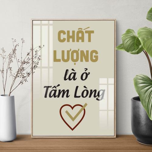 Tranh slogan động lực Chất lượng là ở tấm lòng