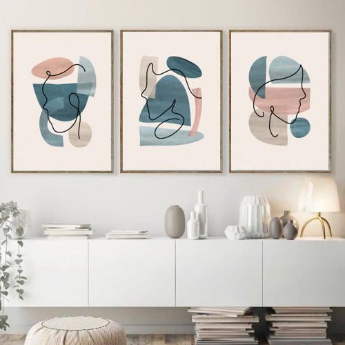 Set 3 tranh Minimalism trừu tượng cô gái độc đáo