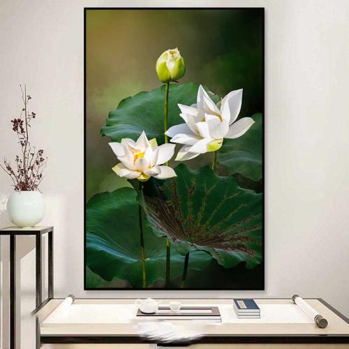 Tranh treo tường hoa sen trắng thanh tao