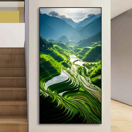 Tranh phong cảnh ruộng bậc thang khổ dọc cực đẹp