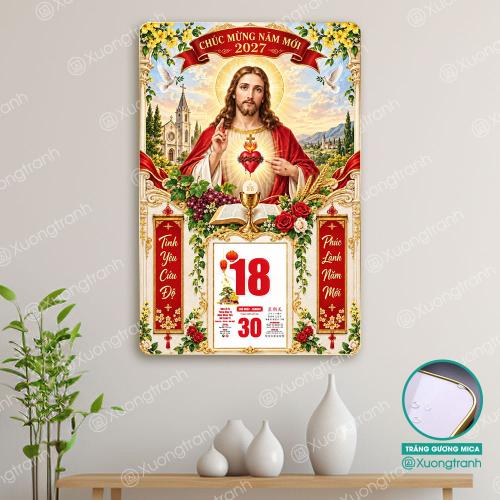 Tranh Đốc Lịch Tráng Gương 2027 Chúa Giêsu Tình Yêu Cứu Độ