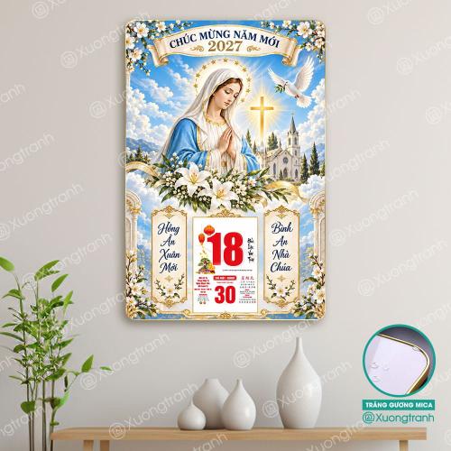 Tranh Đốc Lịch Tráng Gương 2027 Đức Mẹ Hồng Ân Bình An