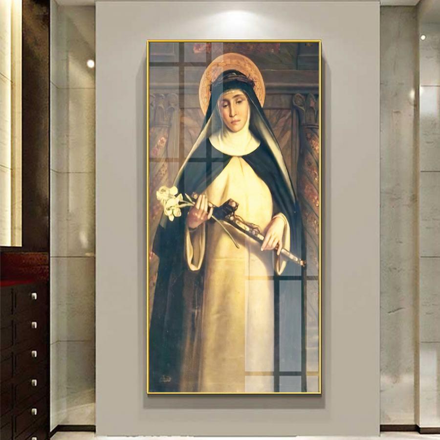 Tranh công giáo Đức Mẹ và bó hoa