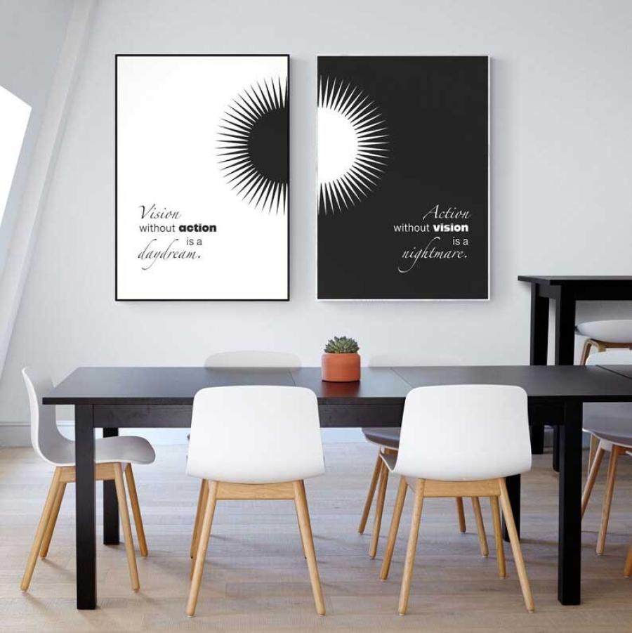 Bộ hai tranh động lực tiếng anh: Vision, action