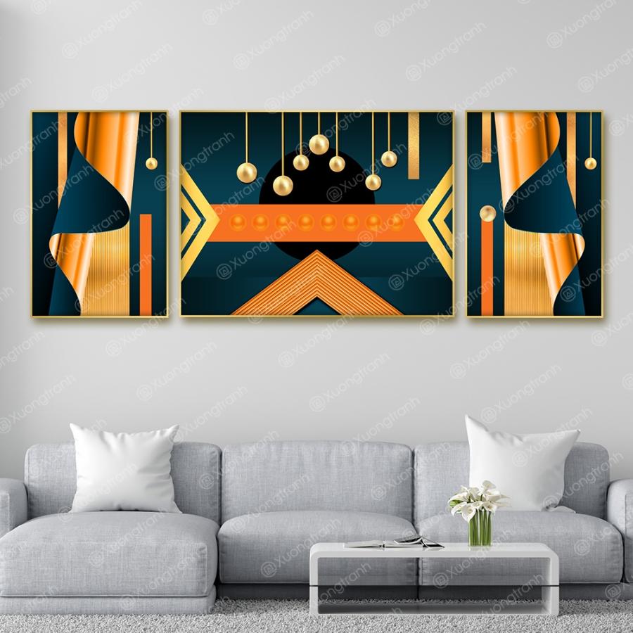 Bộ 3 tranh nghệ thuật hiện đại trang trí phòng khách