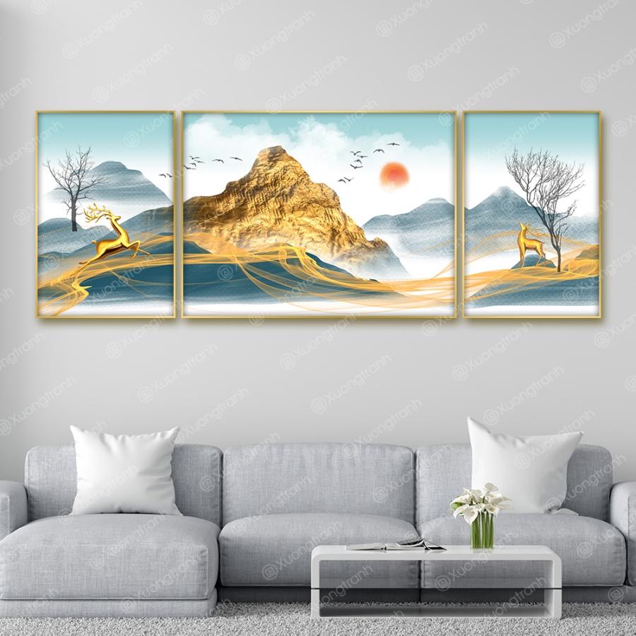 Bộ 3 tranh treo tường hiện đại kim sơn