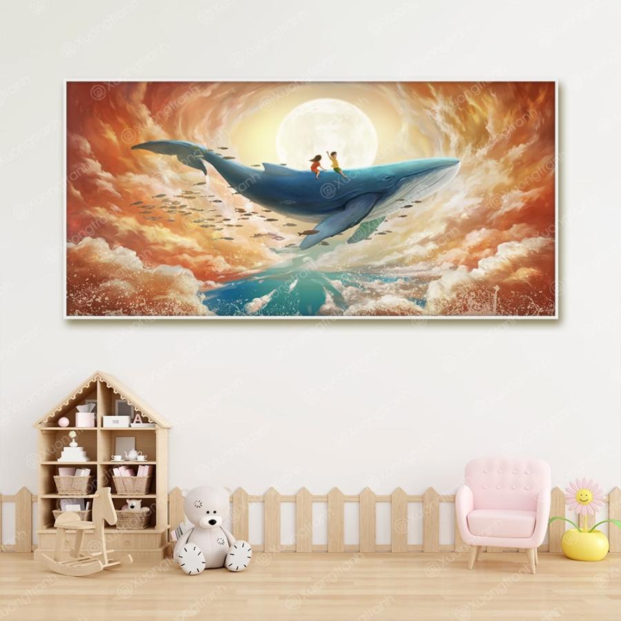 Tranh treo tường cá voi trang trí phòng của bé