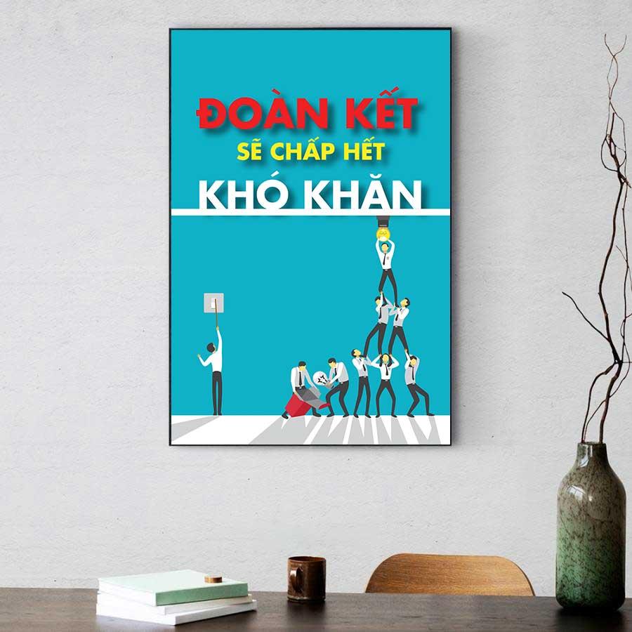 Tranh động lực văn phòng : Đoàn kết chấp hết khó khăn (mẫu 2)