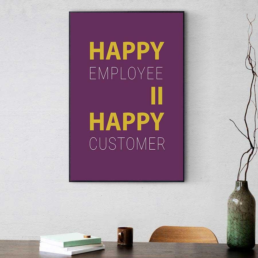 Tranh động lực văn phòng tiếng Anh: Happy employee, happy customer