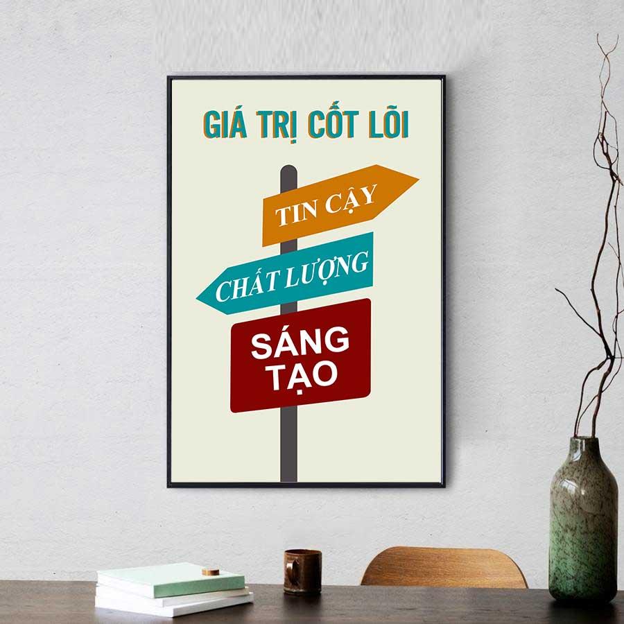 Tranh động lực văn phòng: Giá trị cốt lõi tin cậy, chất lượng, sáng tạo