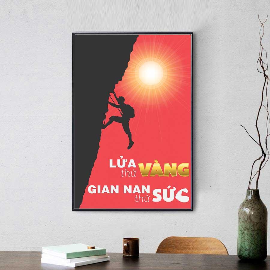 Tranh slogan: Lửa thử vàng, gian nan thử sức (Mẫu 2)