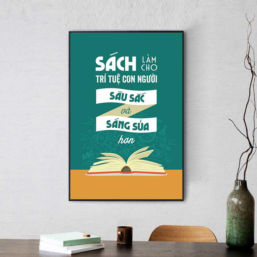 Tranh slogan: Sách làm cho trí tuệ con người sâu sắc và sáng sủa hơn