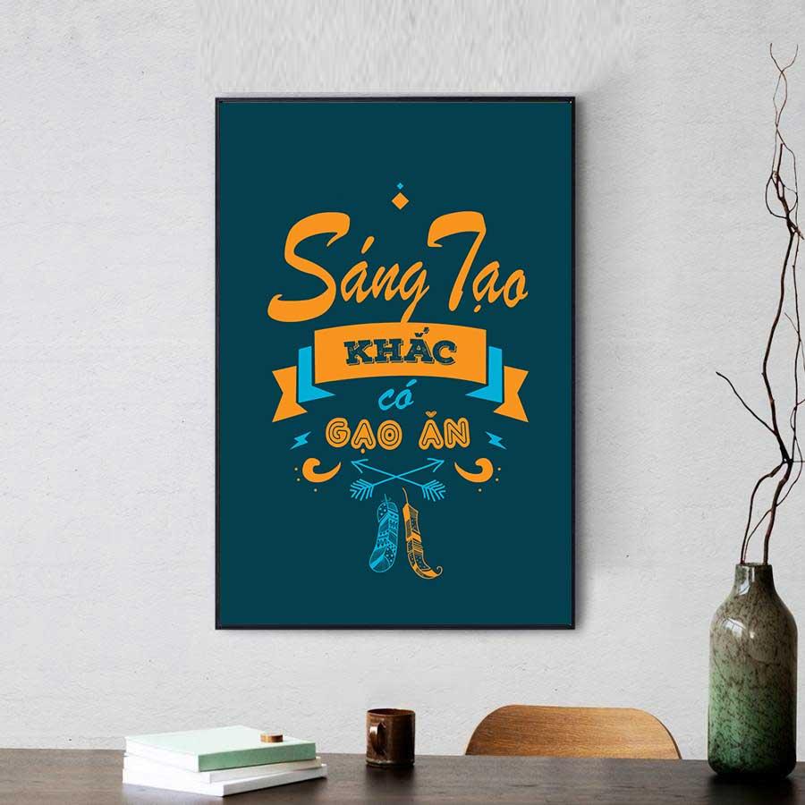 Tranh slogan: Sáng tạo khắc có gạo ăn (Mẫu 2)