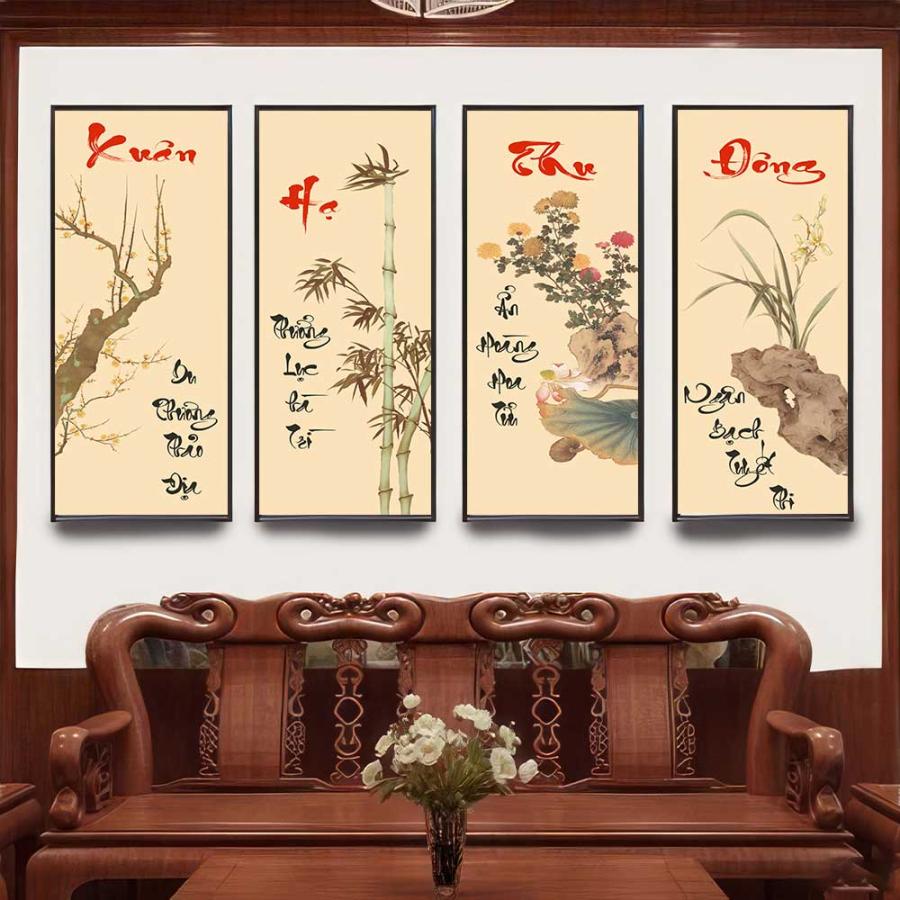 Tranh tứ quý xuân hạ thu đông nghệ thuật
