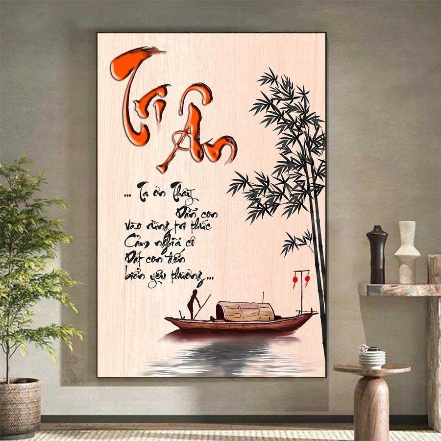 Tranh treo tường thư pháp tri ân thầy cô tối giản