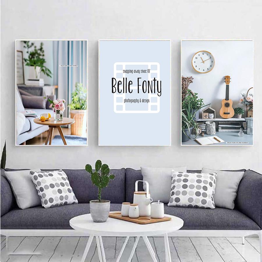 Bộ 3 tranh trang trí quán cafe phong cách lãng mạn