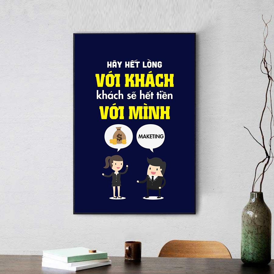 Tranh slogan: Hãy hết lòng với khách, khách sẽ hết tiền với mình