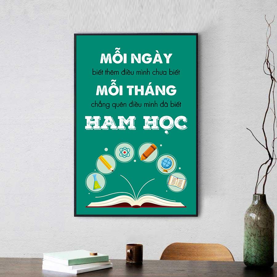 Tranh slogan: Mỗi ngày biết thêm điều mình chưa biết, mỗi tháng chẳng quên điều mình đã biết