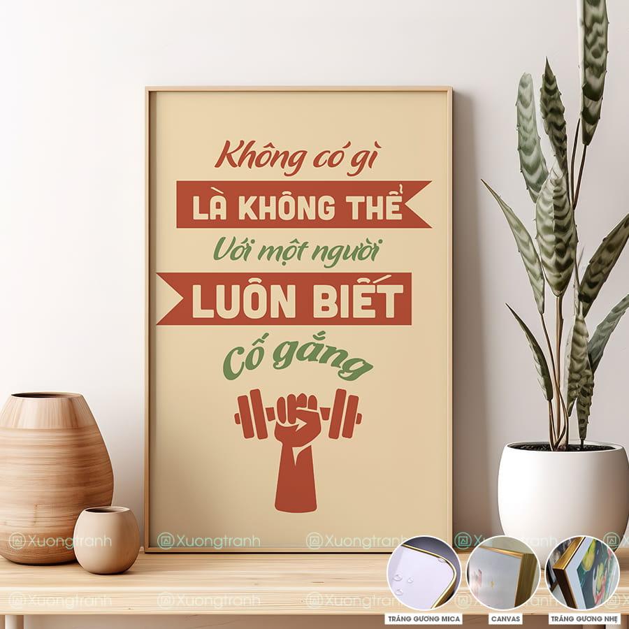 Tranh slogan văn phòng: Không có gì là không thể với một người luôn biết cố gắng