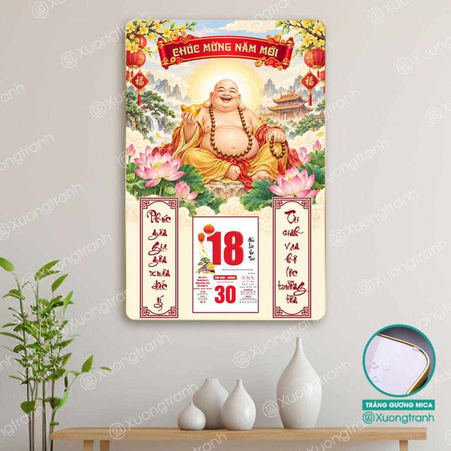 Tranh Đốc Lịch Tráng Gương 2027 Phật Di Lặc Phúc Tài An Lạc