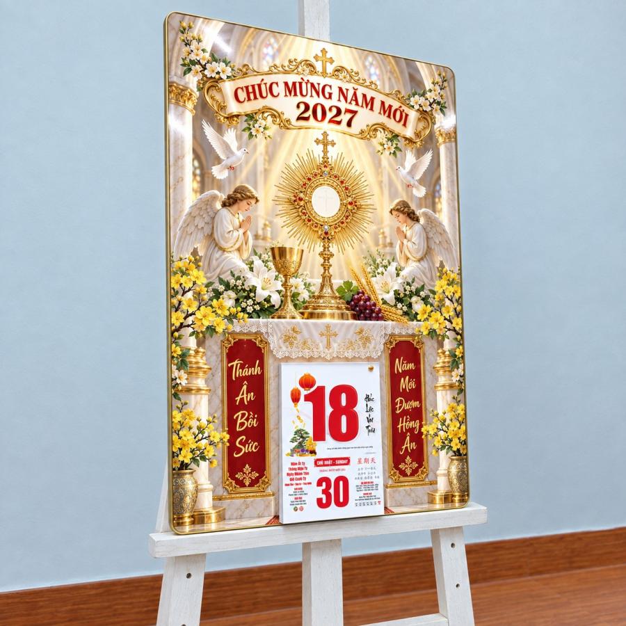 Tranh Đốc Lịch Tráng Gương 2027 Thánh Thể Hồng Ân Bình An