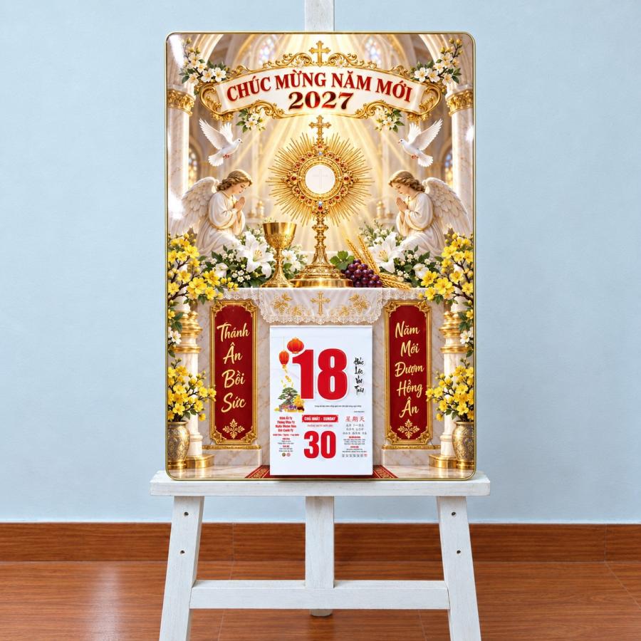 Tranh Đốc Lịch Tráng Gương 2027 Thánh Thể Hồng Ân Bình An